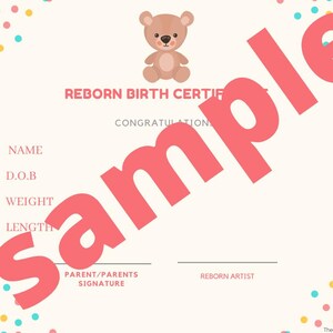 Geboorteakte herboren babypop - teddybeer - direct downloaden
