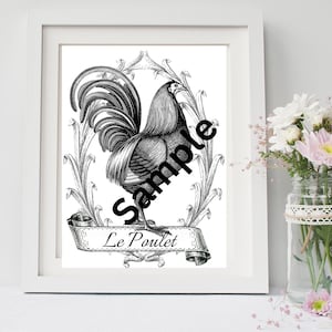 Le Poulet Farmhouse Country Cottage Core Shabby Chic Print - Download instantâneo