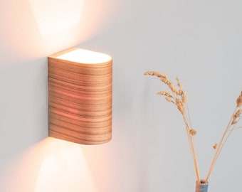 Wood Wall Sconce: Rustic Modern Bedside Lamp