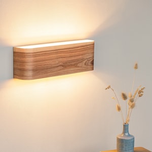 Curved Plywood Wall Sconce: Rustic Modern Bedside Lamp