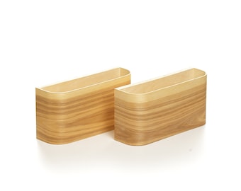 Apliques de pared a pilas (juego de 2): madera contrachapada de abedul, regulables, control remoto