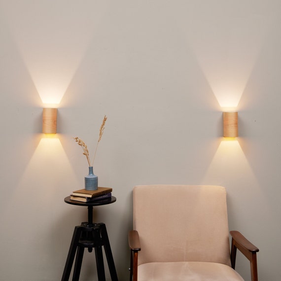 2 Sconces Set 2 Wall Lamps Set Curved Plywood Wood Wall Sconces