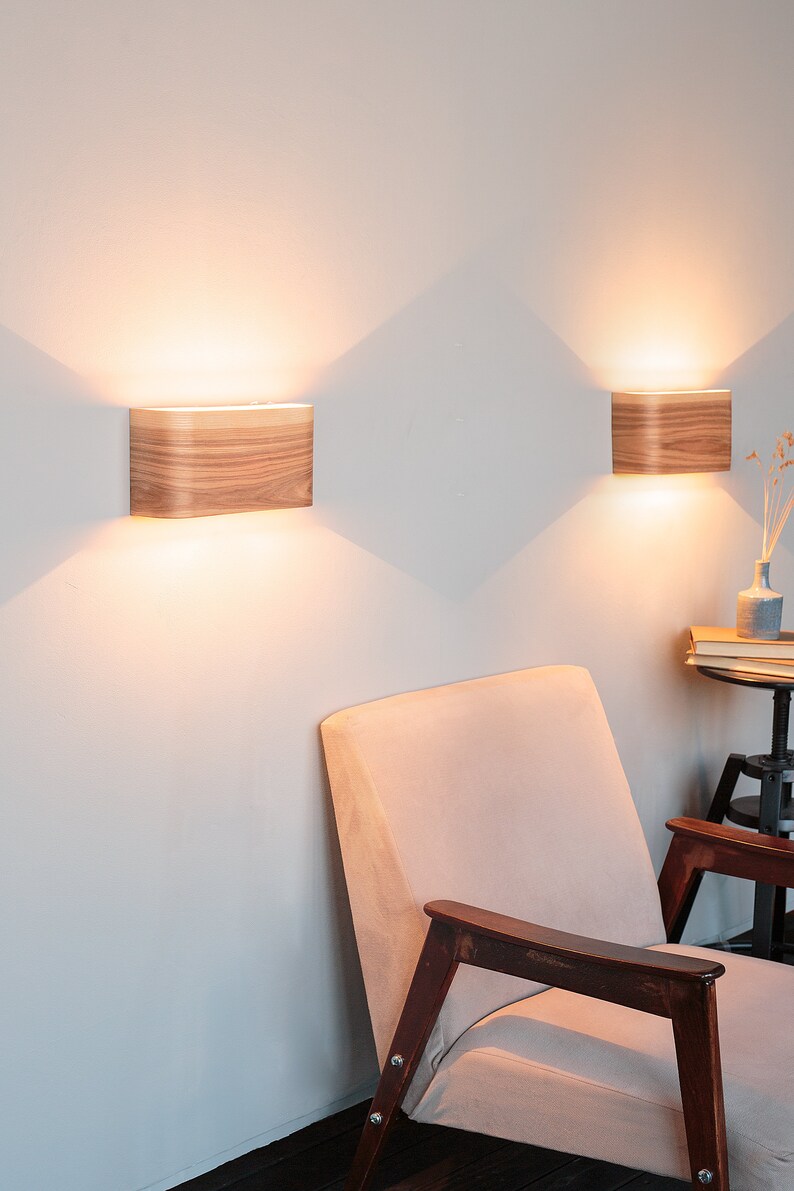 2 Sconces Set Wood Wall Sconces Wall Lamps Light Etsy Canada