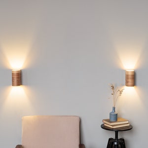Wood Wall Sconce Set: Rustic Modern Light Fixture Pair