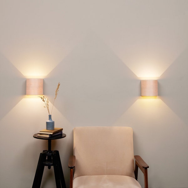 Visueller Komfort 2 Wandlampen-Set — 2 Wandlampen-Set — Wandlampen-Paar — Holzwandleuchten — Wandlampen — Leuchten — Wandleuchten