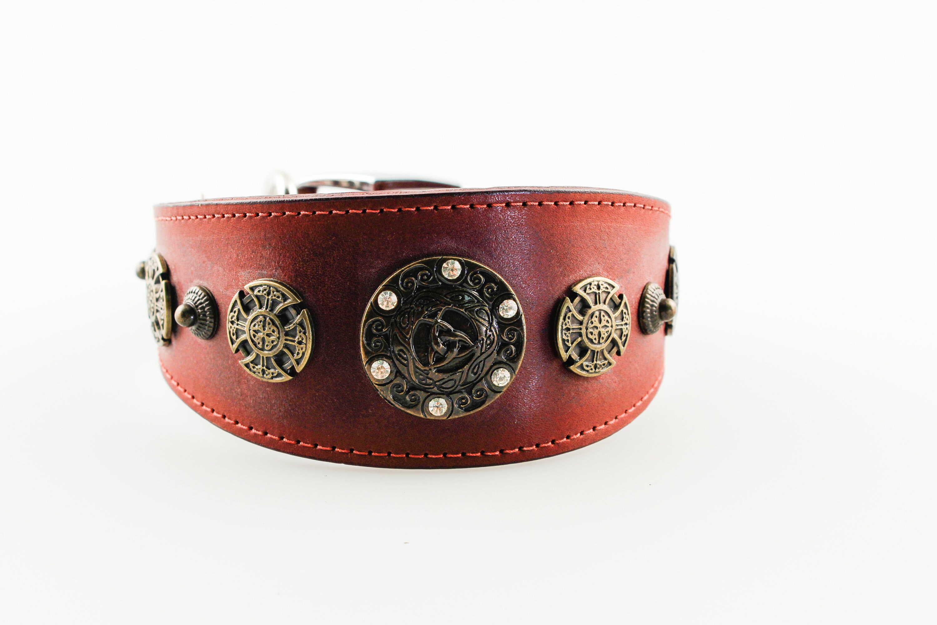 18 Latigo Guardian Dog Collar w/ Celtic Star Lead Etsy.de