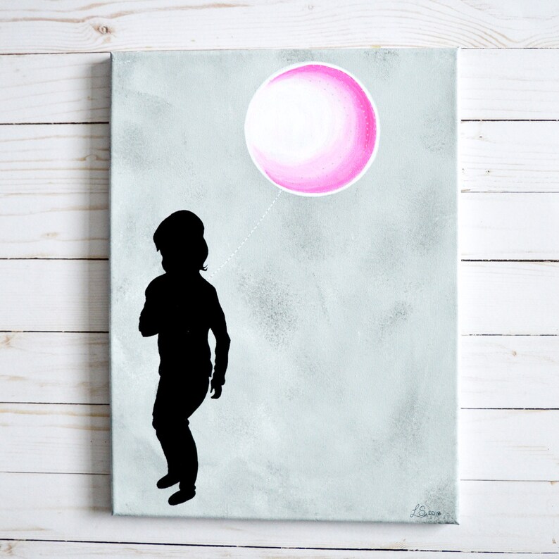 Globo Pared Arte Pintura De La Silueta Dormitorio De La Nina Etsy