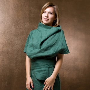 Vestido de lino kimono, Vestido vanguardista, Ropa contemporánea Vestido minimalista japonés, Ropa de lino con capucha, Vestidos de lino para mujer MERCES