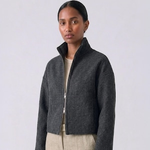 High Neck Wool Short Coat - Etsy