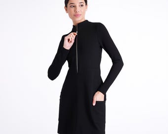 Mock Neck Mini Dress, Avant Garde Cyberpunk Style