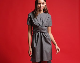 Twist Linen dress, Mini dresses for women, Linen clothing, Casual dress, Draped minimalist dress linen MERCES