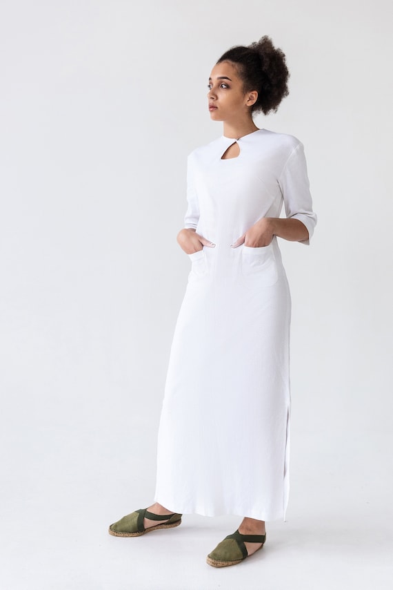 white maxi dress modest