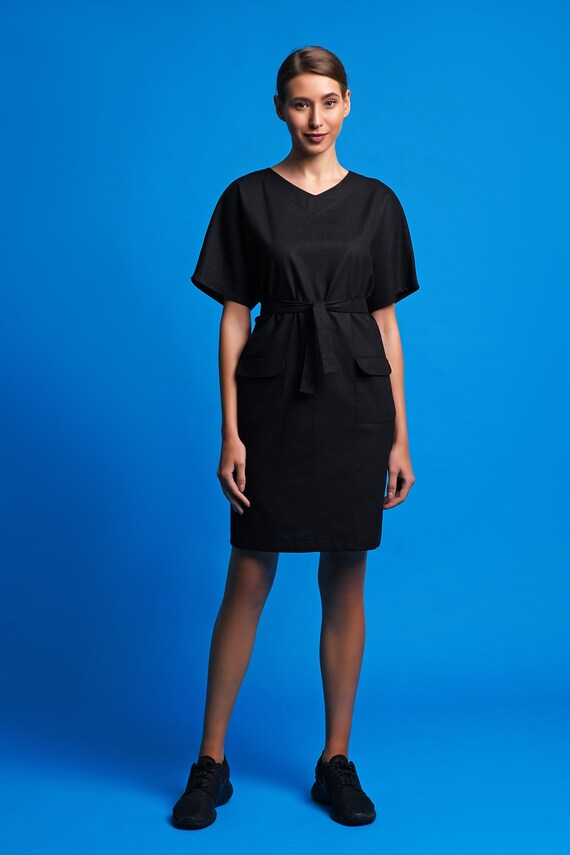 white christmas dresses Pocketed Blouson Dress in Black Ditsy Black Ditsy / M main image 1