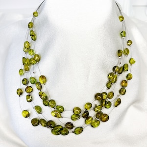 Multi-Strand Peridot Necklace - August Birthstone Necklace