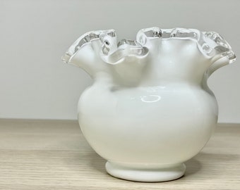 フェントン シルバー クレスト ミルクガラス 花瓶 - Etsy 日本