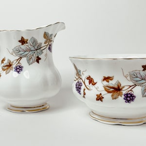Vintage Royal Albert Bone China - &quot;LORRAINE&quot; Pattern - Creamer & Sugar Bowl Set