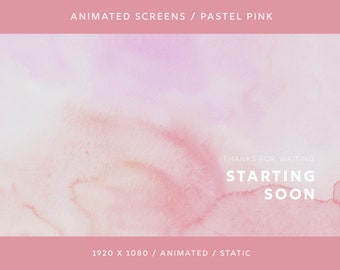Animated Screens + Panels, Pink Aesthetic, Twitch, Youtube, Stream Overlay, Setup, Animated, Static, Starting Soon, BRB, Ending, Offline