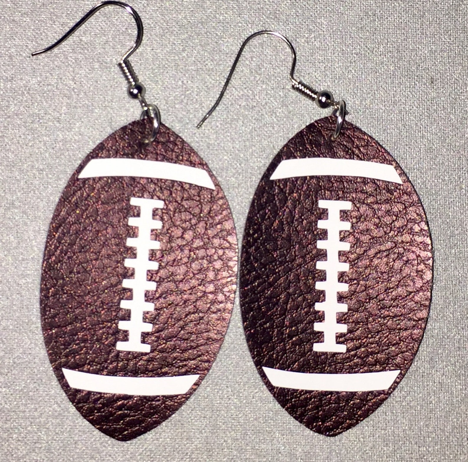Football Shaped Leather Earrings Football Earrings Vegan Etsy