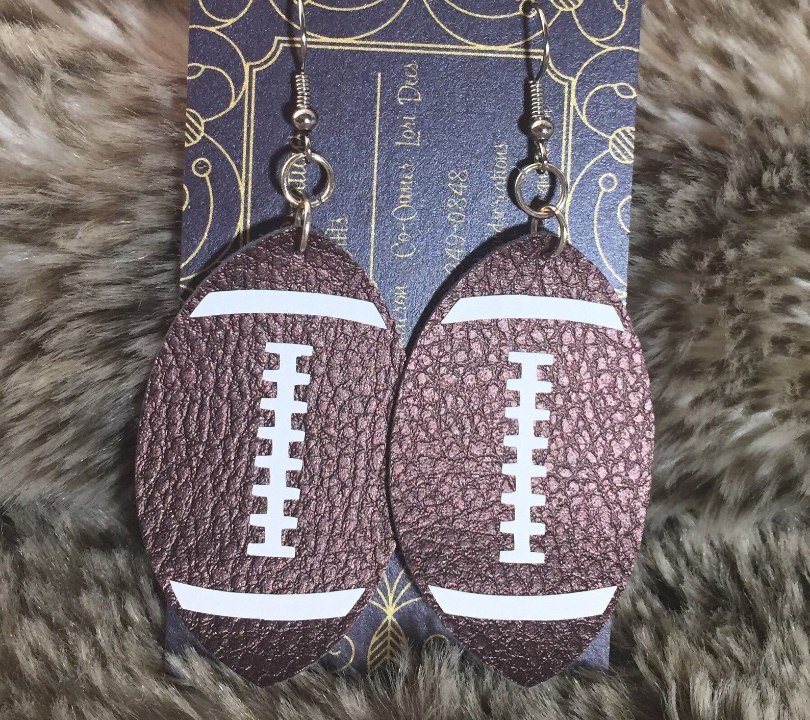 Football Shaped Leather Earrings Football Earrings Vegan Etsy