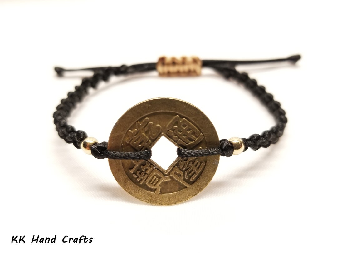 Lucky Knots Adjustable Chinese Coin Bracelet Adult Etsy