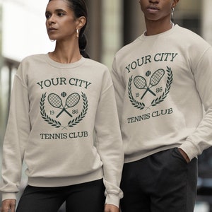 Custom Matching Tennis Club Sweatshirts For Team | Personalized Tennis Player Gift, CITY/YEAR Customized Tennis Shirt, Tennis Sweatshirt
