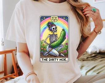 Funny Gardening Tarot Card Shirt, The Dirty Hoe, Gardener Humor,  Gardening Tee, Funny Gift For Gardener, Comfort Colors Women's Boxy Shirt