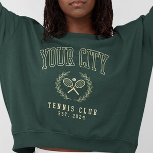 Personalized Tennis Club University Sweatshirt, Custom College Tennis Shirt, Hometown Tennis Gift, Group Tennis Shirt, Tennis Sweater