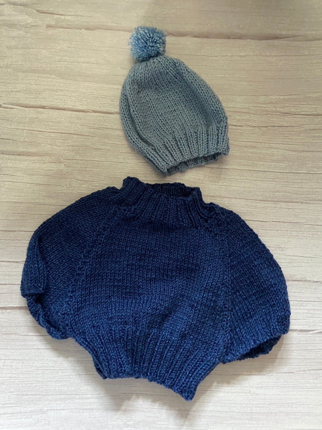 Baby Boys Jumper and Bobble Hat Set Etsy