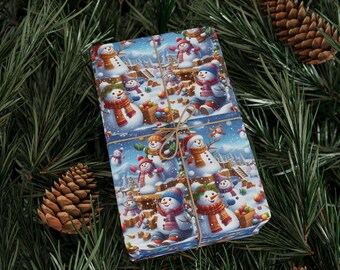 Geschenkpapier, Weihnachtsschneemann-Geschenkpapier, Feiertagsgeschenke Dekoration, festliche Verpackung Blätter, Weihnachtsverpackungszubehör, Winter Party
