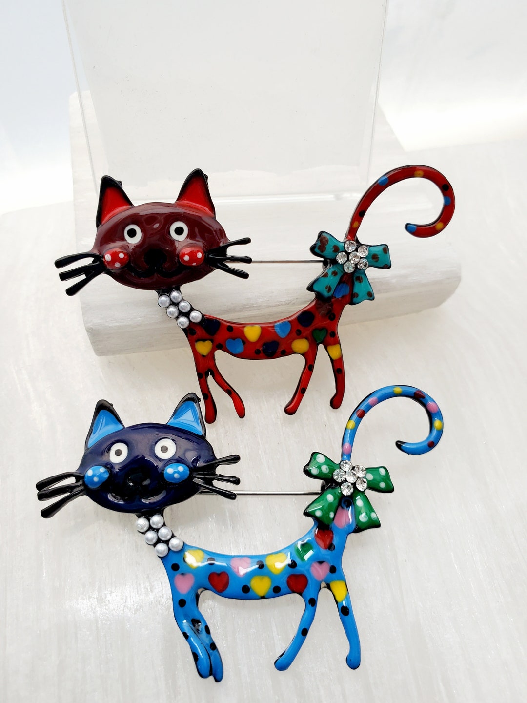 Bling Enamel Fancy Cat Brooch Pin Badge Jewelry for Cat Lovers - Etsy UK