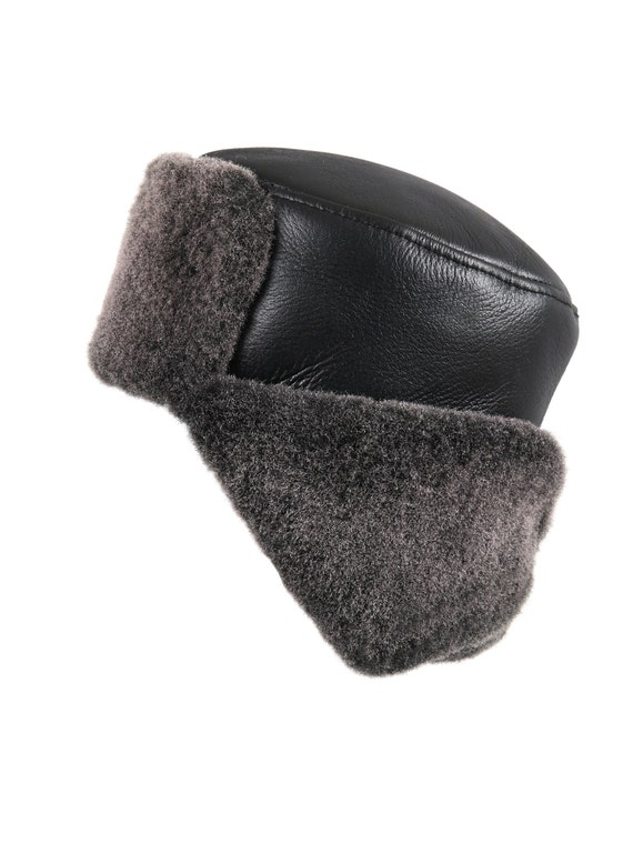 shearling sheepskin trapper hat