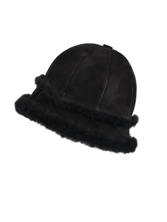 black suede leather beanie cap