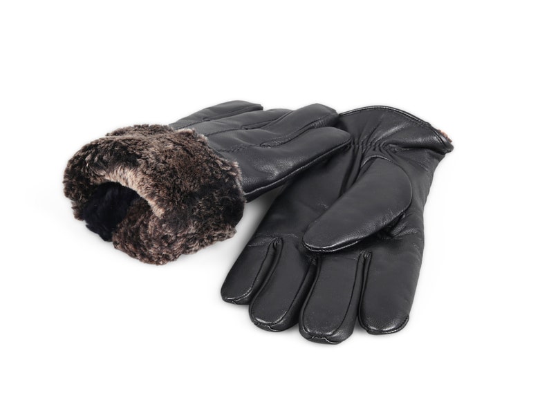 Men's Premium Shearling Sheepskin Fur Lined Leather Gloves Etsy