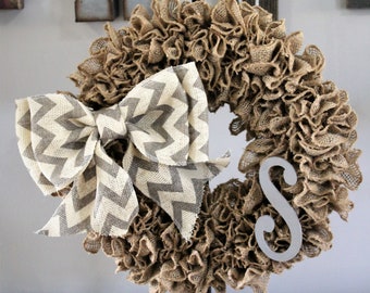and Signs Winter Grey Interchangeable Bow\u2122 Monograms Interchangeable with Burlap Wreaths Removable Initials