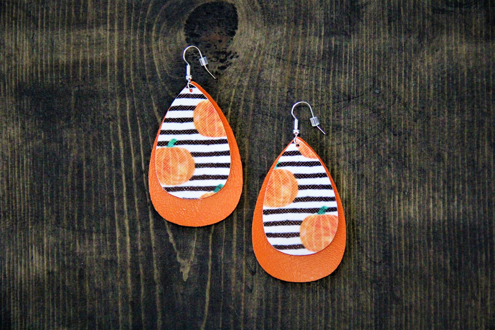 Pumpkin Faux Leather Earrings Oval Earrings Teardrop Etsy