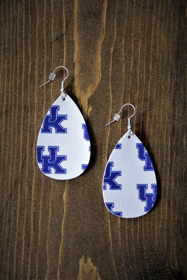 Kentucky Faux Leather Earrings Oval Earrings Teardrop {2} Kentucky Basketball Kentucky Wildcats University of Kentucky UK Earrings