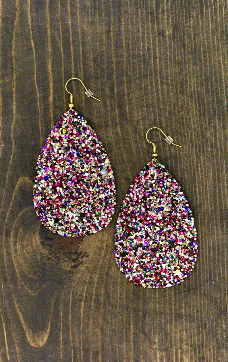 Glitter leather earrings Clearance