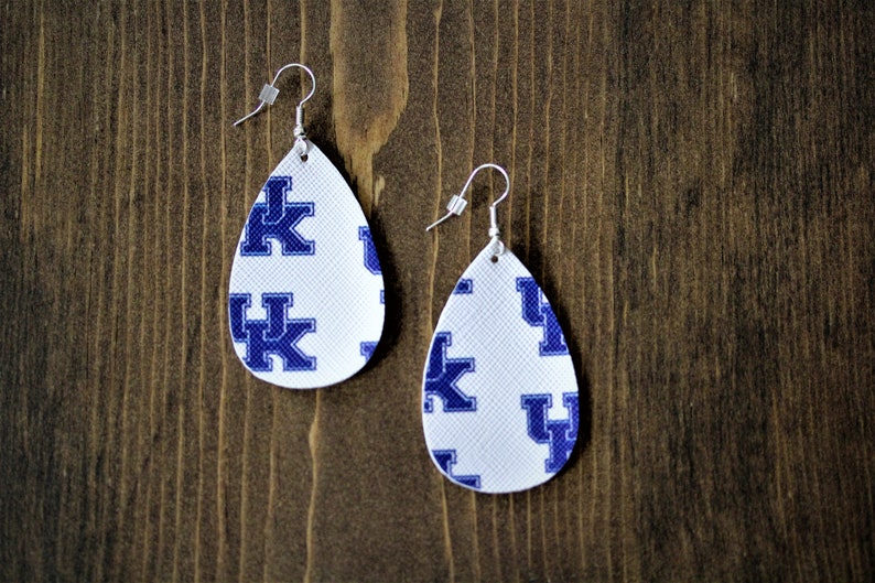 Kentucky Faux Leather Earrings Oval Earrings Teardrop {2} Kentucky Basketball Kentucky Wildcats University of Kentucky UK Earrings