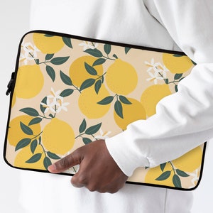 Yellow Lemons Laptop Sleeve Lemon Print Laptop Sleeve 12 Inch Laptop Sleeve 13 Inch 15 Inch Laptop Case Lemon Pattern Laptop Sleeve YD0281