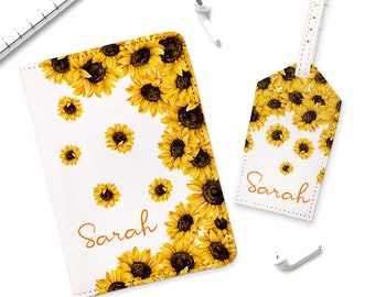 Honey Bee Pollinate Yellow Flower Blocking Print Passport Holder Cover Case Travel Luggage Passport Wallet Card Holder Made With Leather For Men Women Kids Family