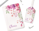 Floral Cute Passport Holder Personalized Passport Cover Leather Travel Wallet Custom Luggage Tag Flowers Document Holder Travel Gift YD0194