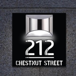 Customized House Sign Solar, Led Light Acrylic Marble Property Number, Door Signs Address Plaque Led Lit Numbers, Street Name Door Plate