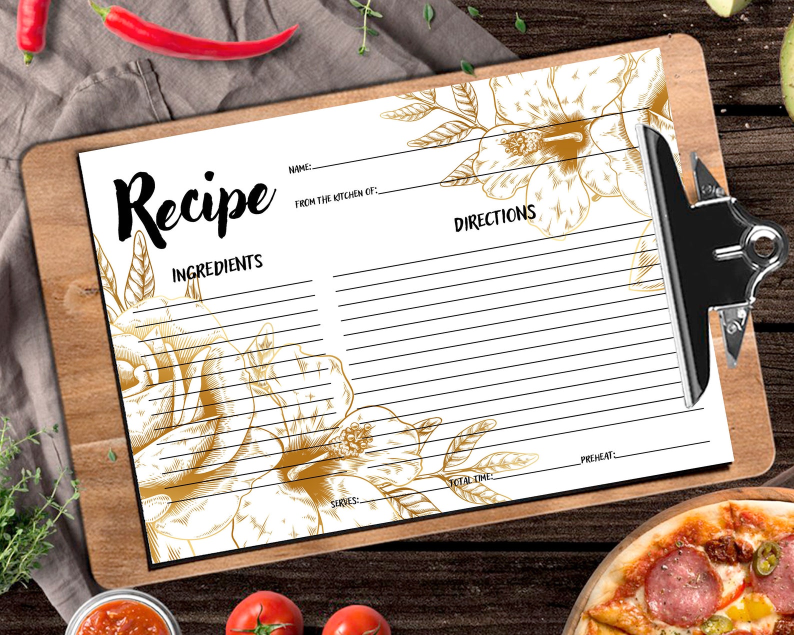 Colourful Printable Kitchen Recipe Cards With Floral Design | Etsy