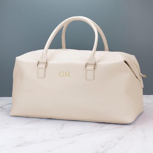 Damen Leder Wochenend Gepäcktasche Personalisierte Boutique Wochenend Reisetasche Bedruckt mit Initialen oder Namen Vegan Freundlich BG760