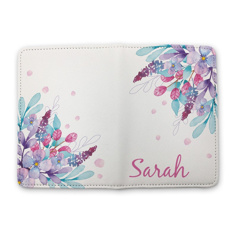 Floral Art Leather Passport Cover Personalized Passport Holder And Luggage Tag Travel Wallet For Women Custom Passport Case Bulk Tags YD0188 image 5