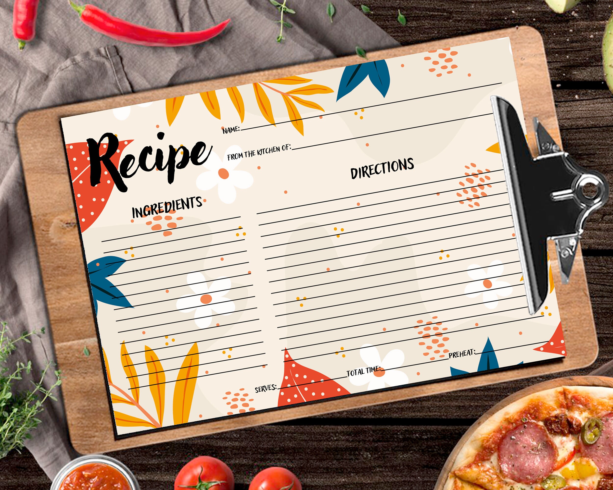 Printable Kitchen Recipe Cards With Colourful Floral Pop Art - Etsy