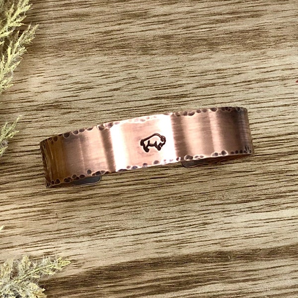 Buffalo Cuff Bracelet. Stamped Copper Cuff. Genuine Copper. Buffalo Bracelet. Yellowstone Buffalo. Rustic Copper Cuff Hand Stamped Roam Free