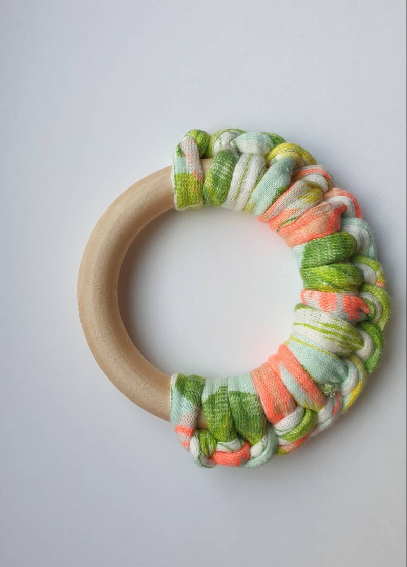 Floral /& greens Limited edition yarn teething Necklace Quarter crochet wooden teether