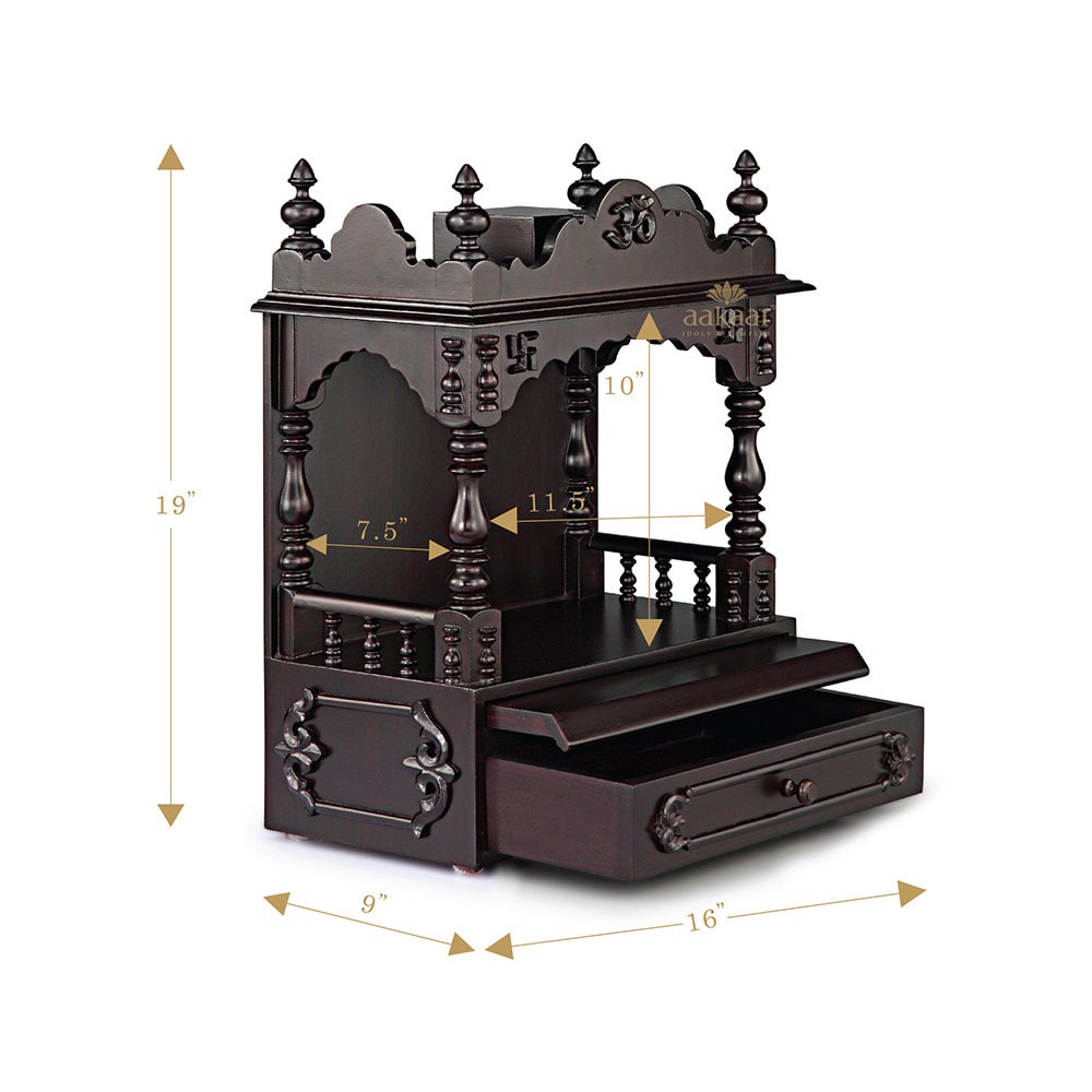 DIVOKAH® - Pequeño Templo De Madera Contrachapada Para Oficina En Casa Y Tienda/sinhasan/Pooja Stand/Hindola (8.5 X 6 X 5.5 Pulgadas) (grosor De