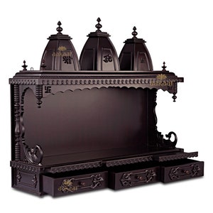 36&quot; KM - Templo de madera, Pooja Mandir para el hogar, Mandap de Puja hindú